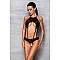 Боди с открытым доступом Passion TASMINA BODY S/M, black, экокожа, шнуровки, ажурные кружева