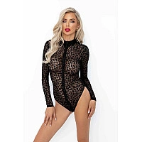 Боди под леопард Noir Handmade F287 Leopard flock bodysuit with long sleeves, S, длинный рукав