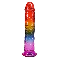 Фаллоимитатор Doc Johnson Crystal Jellies - 8.5 Inch Сlassic Dong - Rainbow