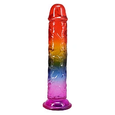 Фаллоимитатор Doc Johnson Crystal Jellies - 8.5 Inch Сlassic Dong - Rainbow