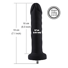 Силіконовий фалоімітатор для секс-машин Hismith 7.1″ Anal Dildo Black, система KlicLok