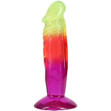 Фаллоимитатор Doc Johnson Crystal Jellies - 6.5 Inch Classic Dong - Rainbow