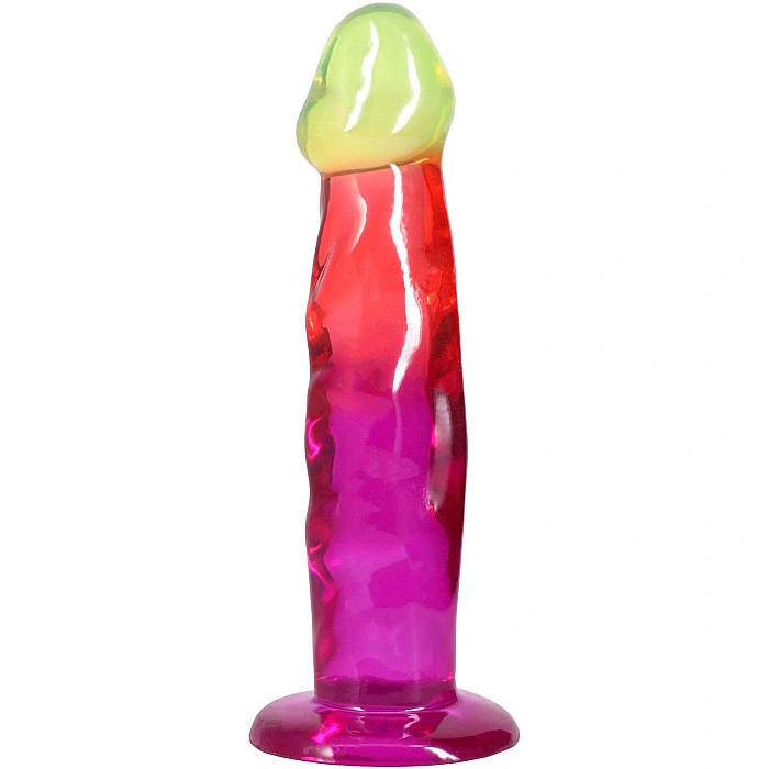 Фаллоимитатор Doc Johnson Crystal Jellies - 7.5 Inch Classic Dong - Rainbow