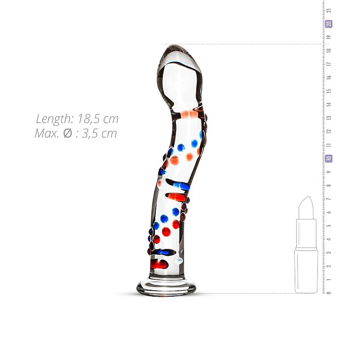 Стеклянный дилдо с изгибами и рисунком Gildo Glass Dildo No. 3