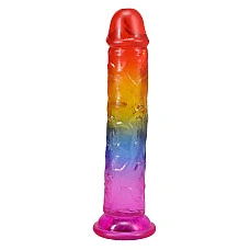 Фаллоимитатор Doc Johnson Crystal Jellies - 7 Inch Сlassic Dong - Rainbow