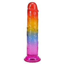 Фаллоимитатор Doc Johnson Crystal Jellies - 7 Inch Сlassic Dong - Rainbow