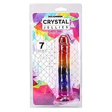 Фаллоимитатор Doc Johnson Crystal Jellies - 7 Inch Сlassic Dong - Rainbow