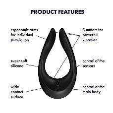Вибратор для пар Satisfyer Endless Joy Black, 3 независимых мотора, многофункциональный