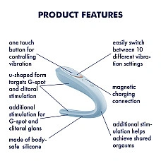 Вибратор для пар Satisfyer Double Classic Light Blue с одним моторчиком