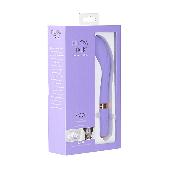 Роскошный вибратор Pillow Talk Sassy Purple Special Edition, Сваровски, повязка на глаза+игра