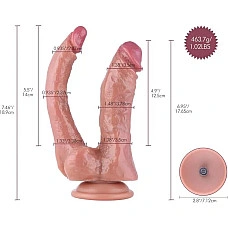Двойной фаллоимитатор для секс-машин Hismith Double Penetrator, 7.46″, KlicLok и присоска