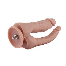 Двойной фаллоимитатор для секс-машин Hismith Double Penetrator, 7.46″, KlicLok и присоска