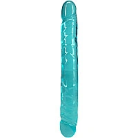 Фалоімітатор двосторонній Doc Johnson Crystal Jellies 12" Jr. Double Dong Teal