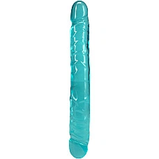 Фалоімітатор двосторонній Doc Johnson Crystal Jellies 12" Jr. Double Dong Teal
