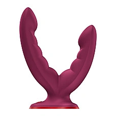Подвійний фалоімітатор Fun Factory RYDE Wine Red, гнучкі стовбури, присоска