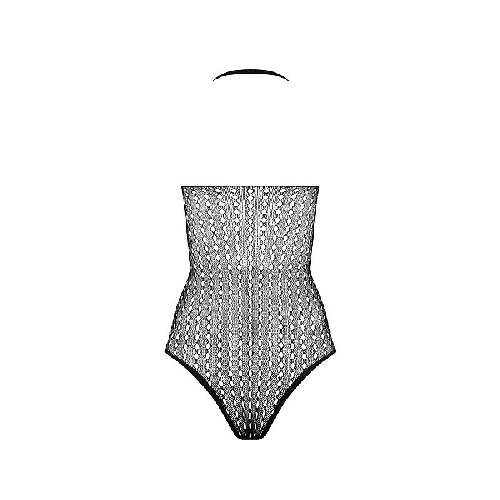 Бодистокинг с декольте Passion BS088 black, имитация корсетной шнуровки