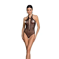 Бодистокинг с декольте Passion BS088 black, имитация корсетной шнуровки