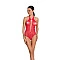 Бодистокинг с декольте Passion BS088 red, имитация корсетной шнуровки
