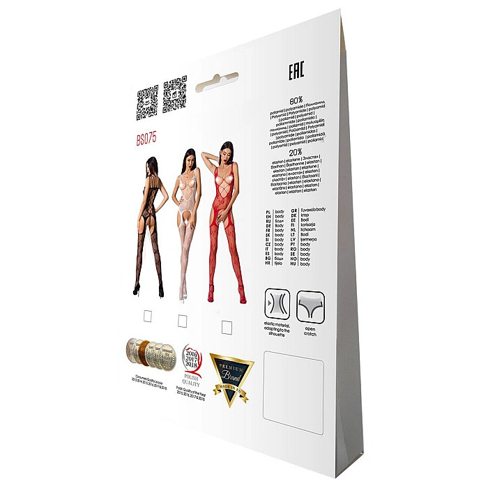 Откровенный бодистокинг с глубоким декольте Passion BS075 red