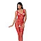 Бодистокинг Passion BS069 red, комбинезон, имитация чулок и боди