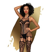 Бодістокінг Penthouse Fancy Me S/L Black, відкритий доступ, фантазійний малюнок, імітація панчіх