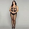 Сетчатый бодистокинг JSY «Нежная Люси» Plus Size, black, имитация боди, имитация шнуровки