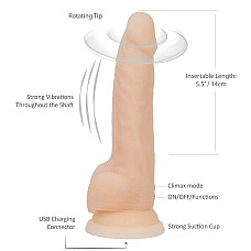 Фаллоимитатор с вибрацией и ротацией Naked ADDICTION James 8″ Rotating & Vibrating Dong, пульт ДУ