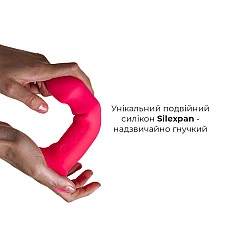 Двошаровий ділдо з вібрацією Adrien Lastic Hitsens 2 Pink, відмінно для страпона, макс діаметр 4 см,