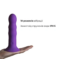 Двошаровий ділдо з вібрацією Adrien Lastic Hitsens 3 Purple, відмінно для страпона, діаметр 4 см, до
