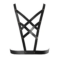 Портупея из экокожи Bijoux Indiscrets Maze – Cross Cleavage Harness Black