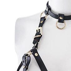 Портупея на грудь LOCKINK SEVANDA Queen Chest Harness with Removable Bra, черная, со съемными пэстис