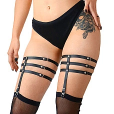 Гартери зі стразами Art of Sex - Floy, натуральна шкіра, Розмір XS - 2XL, колір Чорний
