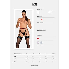 Гартеры Obsessive A741 garter belt black O/S, искусственная кожа