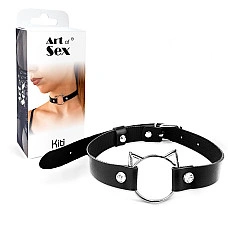 Чокер на шию Киця Art of Sex - Kiti з натуральної шкіри, колір Чорний