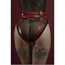 Гартери Feral Feelings - Belt Briefs, трусики, натуральна шкіра, колір червоний
