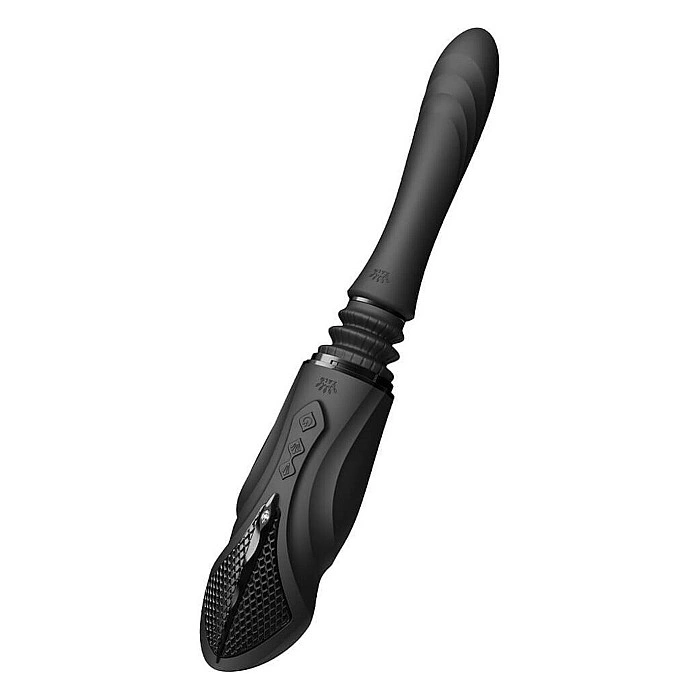 Компактная смарт секс-машина Zalo – Sesh Obsidian Black, 2 насадки, пульт ДУ, кристалл Swarovski