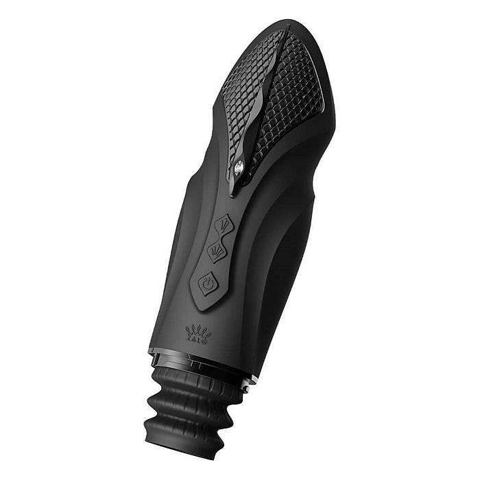 Компактная смарт секс-машина Zalo – Sesh Obsidian Black, 2 насадки, пульт ДУ, кристалл Swarovski