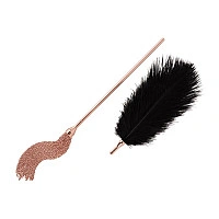 Щекоталка с металлическим флоггером Rosy Gold - Feather Tickler & Whip