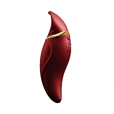 Вибратор 2в1 с язычком Zalo — Hero Wine Red, кристалл Swarovski
