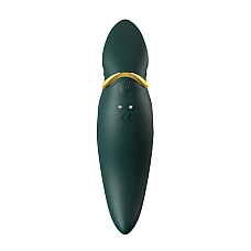 Вибратор 2в1 с язычком Zalo — Hero Jewel Green, кристалл Swarovski