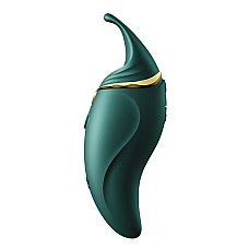 Вибратор 2в1 с язычком Zalo — Hero Jewel Green, кристалл Swarovski