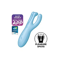 Клиторальный смарт-вибратор Satisfyer Threesome 4 Blue с тремя пальчиками
