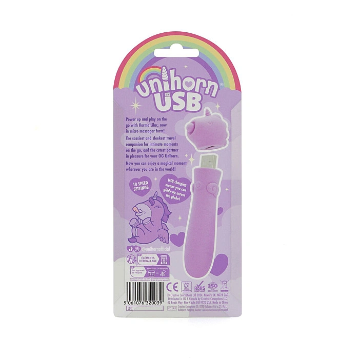Вибратор-единорожка Unihorn USB Bullet – Karma Lilac, вибропуля, USB-зарядка, 10 режимов