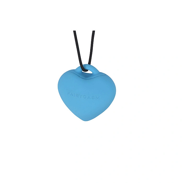 Мини-вибратор «Сердечко» FairyGasm PleasureStone blue, 9 режимов, на шнурке