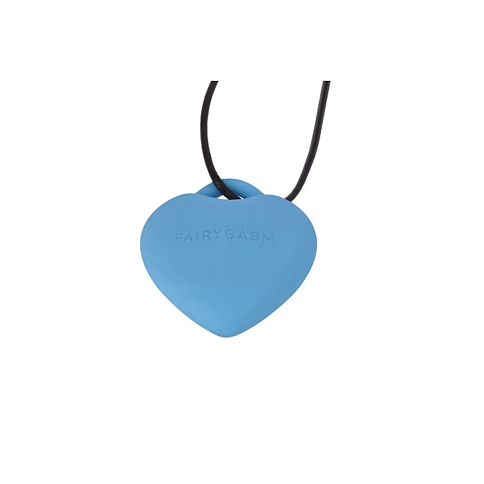Мини-вибратор «Сердечко» FairyGasm PleasureStone blue, 9 режимов, на шнурке