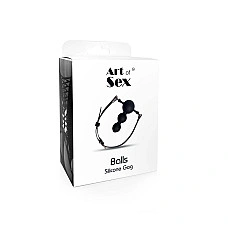 Кляп силіконовий Art of Sex - Balls, екошкіра, чорний