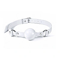 Кляп силіконовий Feral Feelings Silicon Ball Gag White/White, білий ремінець, біла кулька