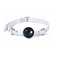 Кляп силиконовый Feral Feelings Silicon Ball Gag White/Black, белый ремень, черный шарик