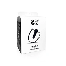 Кляп силіконовий з фалоімітатором Art of Sex - Phallus, натуральна шкіра, чорний