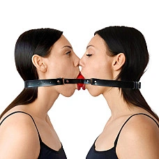 Подвійний кляп Art of Sex - Twins, натуральна шкіра